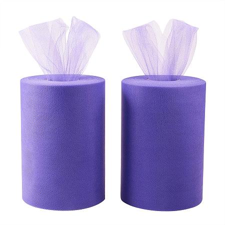BENECREAT 2 Roll 200 Yards/600FT High Density Tulle Roll Fabric Netting Rolls for Wedding Party Decoration, DIY Craft, 6 Inch x 100 Yards Each (Purple)