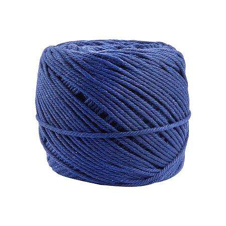 BENECREAT 3mm x 220 Yards(656 ft.) Macrame Cord 100% Natural Cotton Rope 4-Strand Twisted Cotton Cord for Handmade Plant Hanger Wall Hanging Craft Making, MidnightBlue