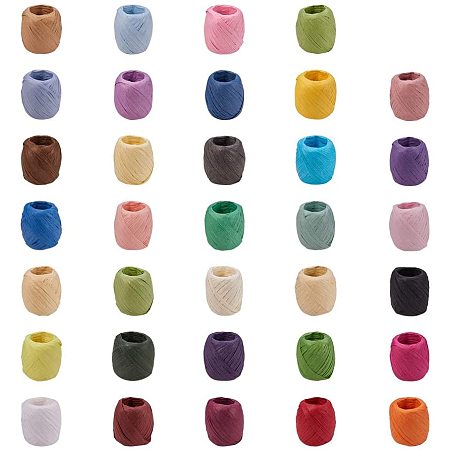 NBEADS 34 Rolls Mixed Color Raffia Paper Ribbon Craft Packing Paper Twine Cords for DIY Jewelry Making, Gift Box Decoration, Craft DIY and Wrapping Hanging Tags