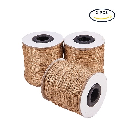PandaHall Elite (3 Rolls x 320 Feet) Natural Jute Twine 2-Ply Jute String Rope 1mm Hemp Rope Jute Cord for DIY and Crafts, Gift Wrapping