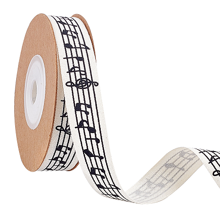 NBEADS 11 Yards Musical Notes Ribbons, 15mm Wide Musical Notes Craft Ribbon Printed Music Note Cotton Ribbon with Spool for Gift Packaging Party Decoration Sewing Craft