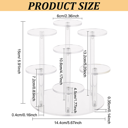 FINGERINSPIRE Round Acrylic Display Stand 7 Tier 6cm Clear Acrylic Display Shelf(Come with Screwdriver) Risers for Action Figures, Jewelry, Cupcake, Donuts, Perfume, Collectibles Display