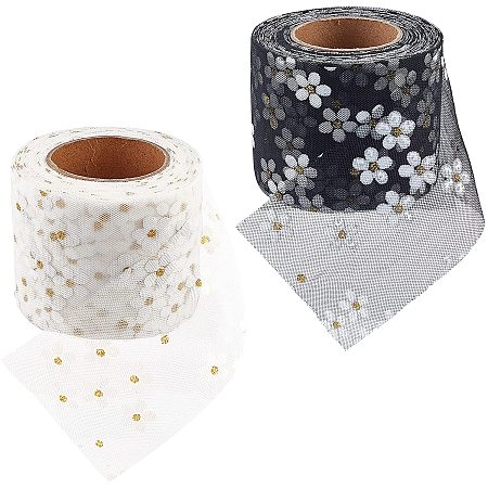 Arricraft 2 Rolls Flower Tulle Fabric Roll, 2-5/8×25 Yds Netting Fabric Tulle for Wedding Party Chrismas Decoration and Gift Wrapping