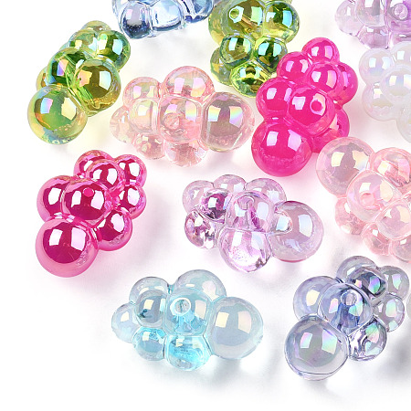 Honeyhandy Transparent Acrylic Beads, AB Color Plated, Cloud, Mixed Color, 33x22.5x16.5mm, Hole: 2mm