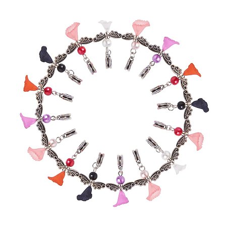 ARRICRAFT 30PCS Mixed Color Lovely Wedding Dress Angel Alloy European Dangle Large Hole Beads, with Glass Pearl Beads and Transparent Acrylic Beads, 38mm, Hole: 5mm