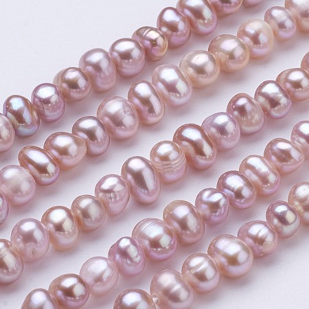 Honeyhandy Grade AA Natural Cultured Freshwater Pearl Beads Strands, Potato, Violet, 2.5~4.5x4.5~6mm, Hole: 0.7mm,  about 87~90pcs/strand, 14.1~14.4 inch