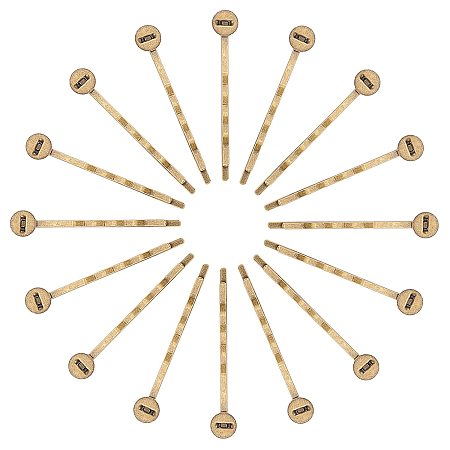 Arricraft 150 Pcs Hair Pin Findings, Iron Bobby Pins with 8mm Brass Flat Round Tray, Hair Clips Bases for Diy Headwear Accessories, Antique Bronze
