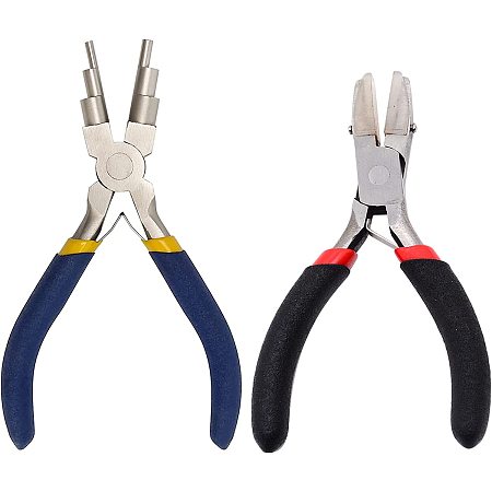 Beebeecraft Jewelry Pliers Set Flat Nose Pliers and Bail Making Pliers for 3mm to 10mm Loops and Jump Rings