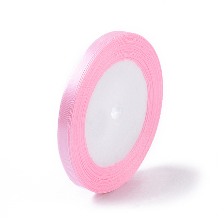 Honeyhandy Single Face Satin Ribbon, Polyester Ribbon, Pink, 1/4 inch(6mm), about 25yards/roll(22.86m/roll), 10rolls/group, 250yards/group(228.6m/group)