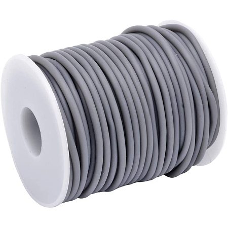 CHGCRAFT 15m Hollow Pipe Tubing Rubber Cord 4mm PVC Gray Tube Cord with White Plastic Spool for Necklace Bracelet DIY Jewelry Making