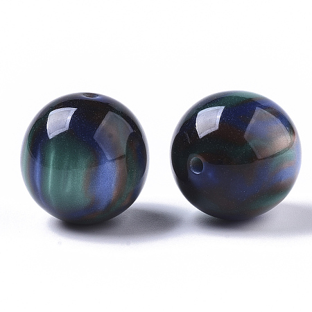 Honeyhandy Resin Beads, Imitation Gemstone, Round, Dark Cyan, 20mm, Hole: 2mm