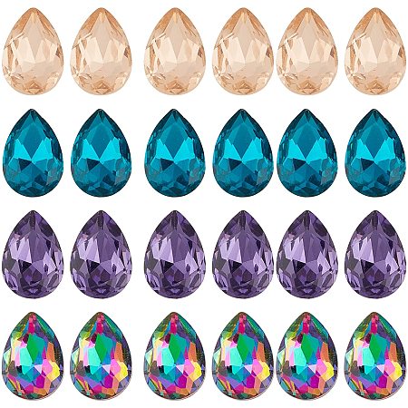 CHGCRAFT 24Pcs Glass Rhinestones Crystals Rhinestones Mixed Color Flatback Rhinestones for Craft Jewelry Making Necklace