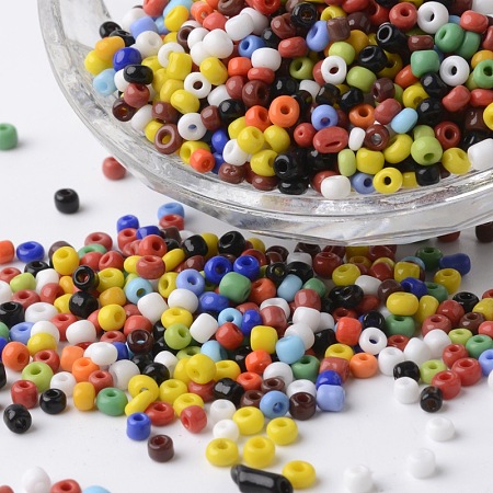 8/0 Opaque Colours Round Glass Seed Beads, Mixed Color, 2.5~3.5x2~2.5mm, Hole: 0.8~1mm; about 12100pcs/450g