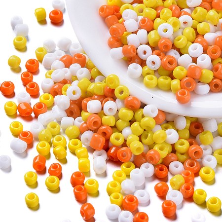 Arricraft 6500Pcs 300G 3 Colors Glass Seed Beads, Opaque Colours Seed, Small Craft Beads for DIY Jewelry Making, Round, Dark Orange, 8/0, 3mm, Hole: 1mm, 100g/color
