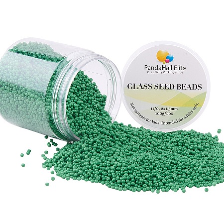 PandaHall Elite 11/0 Glass Seed Beads DarkSeaGreen Opaque Colors Diameter 2mm Loose Beads for DIY Craft, about 6000pcs/box