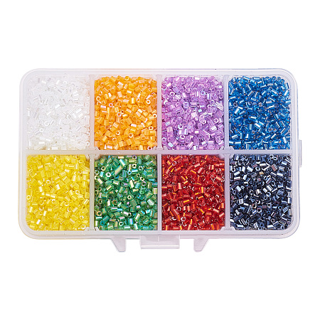 PandaHall Elite Multi-color Two Cut Glass Seed Bugle Beads in One Box, about 14400pcs/box