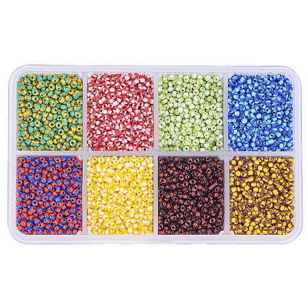 PandaHall Elite About 12800 Pcs 12/0 Glass Seed Beads Lined Pony Bead Tiny Spacer Czech Beads Double Colors Bead Diameter 2mm for Jewelry Making 8 Styles