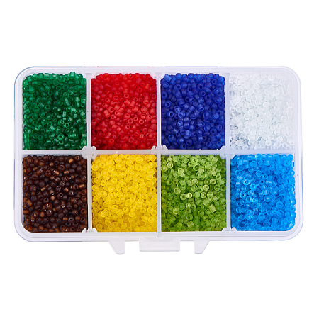 PandaHall Elite About 12000 Pcs 12/0 Multicolor Beading Glass Seed Beads 8 Colors Frosted Round Pony Bead Mini Spacer Czech Beads Diameter 2mm for Jewelry Making