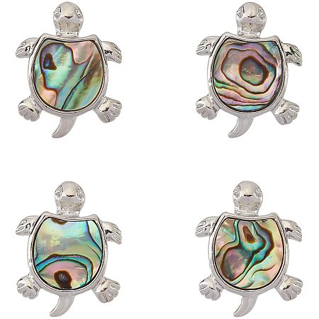 BENECREAT 5 Packs Natural Abalone Shell Pendants Overlay Abalone Shell Charms for Jewelry Making, Kitten Pattern, Tortoise Pattern