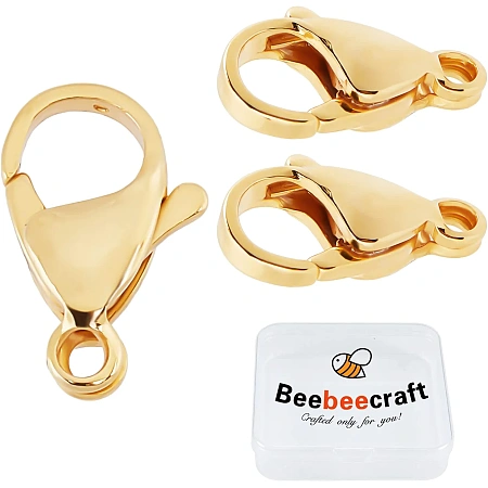 Beebeecraft 1 Box 50Pcs 24K Gold Plated Lobster Claw Clasps Jewelry Clasps Connectors for DIY Bracelet Necklace Jewelry Making, 0.47 inch(12mm)