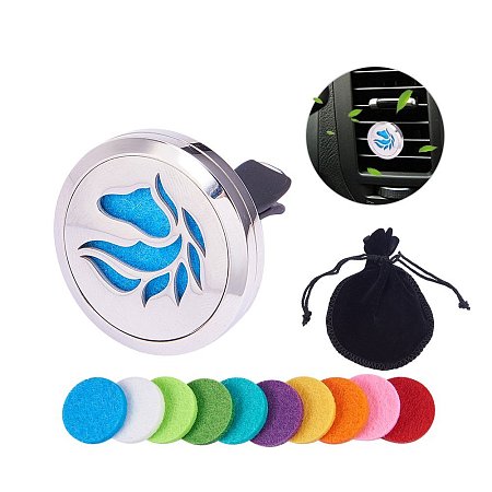 BENECREAT Horse Car Air Freshener Aromatherapy Essential Oil Diffuser Stainless Steel Locket With Vent Clip 10 Washable Felt Pads