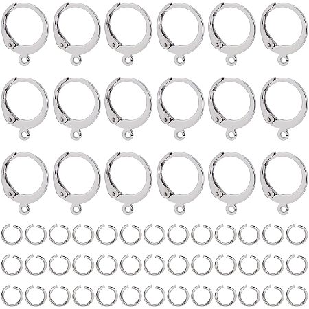 DICOSMETIC 100pcs 12.5mm 304 Stainless Steel Round Earring Hooks Leverback Ear Hooks Circle Ear Wires with 100pcs Open Jump Rings for Earring Jewelry Making,Hole:1.2mm