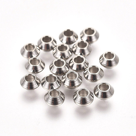Honeyhandy 304 Stainless Steel Spacer Beads, Bicone, Stainless Steel Color, 4x2.5mm, Hole: 1.5mm
