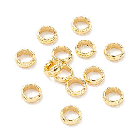 Honeyhandy 201 Stainless Steel Spacer Beads, Flat Round/Ring, Real 18K Gold Plated, 6x2mm, Hole: 4mm