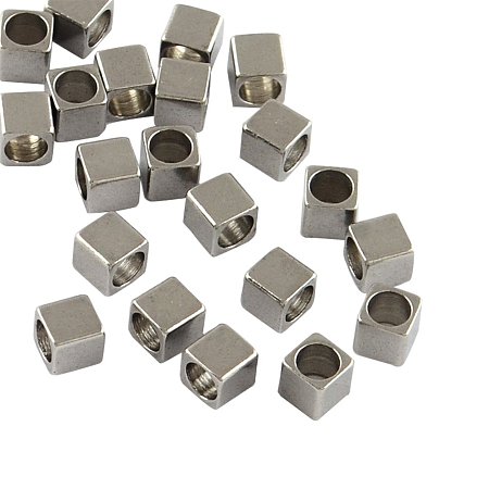 NBEADS 500pcs 304 Stainless Steel Cube Spacer Beads Loose Beads Connector Beads for Jewelry Making