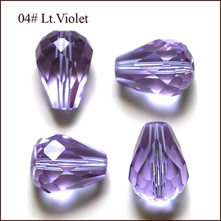 Honeyhandy Imitation Austrian Crystal Beads, Grade AAA, Faceted, Drop, Lilac, 6x8mm, Hole: 0.7~0.9mm