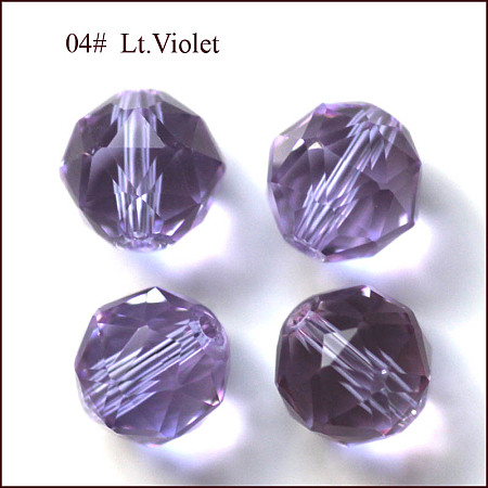 Honeyhandy Imitation Austrian Crystal Beads, Grade AAA, Faceted, Round, Lilac, 6mm, Hole: 0.7~0.9mm