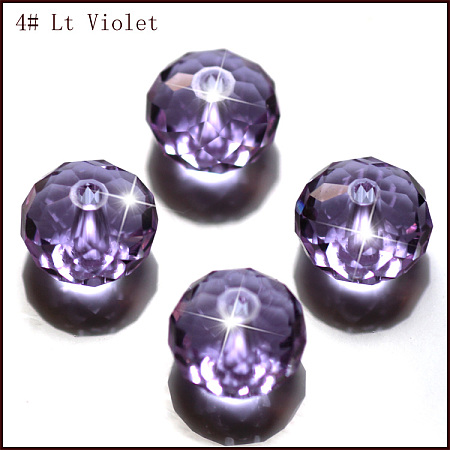Honeyhandy Imitation Austrian Crystal Beads, Grade AAA, Faceted, Rondelle, Lilac, 10x7mm, Hole: 0.9~1mm