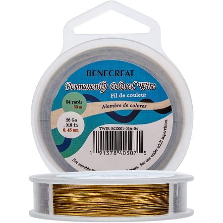 BENECREAT 165-Feet 0.017inch (0.45mm) 7-Strand Goldenrod Bead String Wire Nylon Coated Stainless Steel Wire for Necklace Bracelet Beading Craft Work