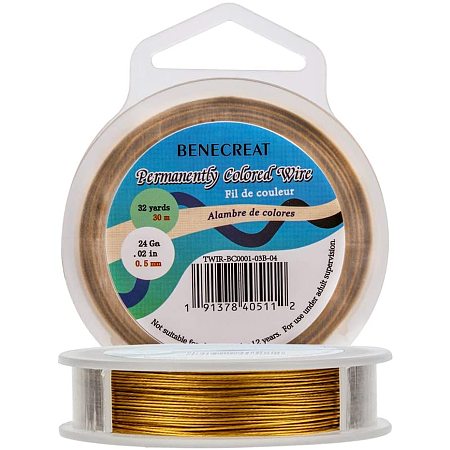 BENECREAT 98-Feet 0.02inch (0.5mm) 7-Strand Goldenrod Bead String Wire Nylon Coated Stainless Steel Wire for Necklace Bracelet Beading Craft Work