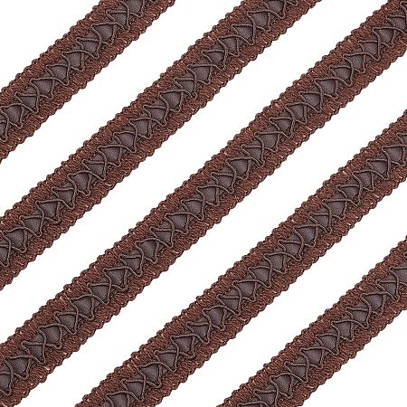 BENECREAT 15 Yard Faux Leather Braid Trims with Curve Lace, Coconut Brown Centipede Lace Ribbon for Home Decor DIY Sewing Craft, 3/4 Inch(18mm) Wide