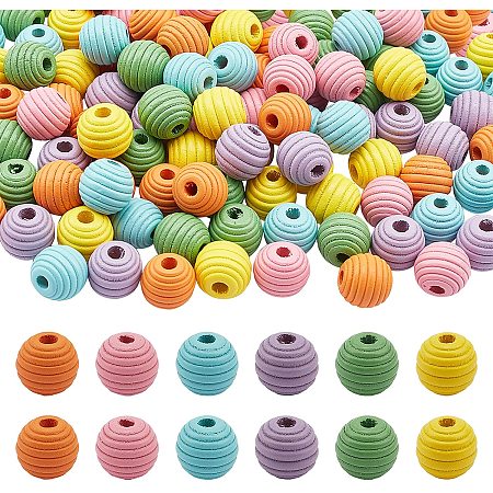 Arricraft 180 Pcs Colored Beehive Beads, 12mm Natural Wood Round Beads, 6 Colors Honeycomb Spacer Beads for DIY Jewelry Making Craft