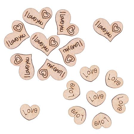 NBEADS 200 Pcs 2 Sizes Wooden Love Heart Slices Christmas Blank Wood Name Tags Embellishments Wood for Wedding, Valentine, DIY, Arts, Crafts, Card Making