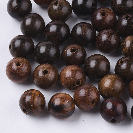 Honeyhandy Natural Wood Beads, Waxed Wooden Beads, Undyed, Round, Coconut Brown, 8mm, Hole: 1.5mm, about 1643pcs/500g