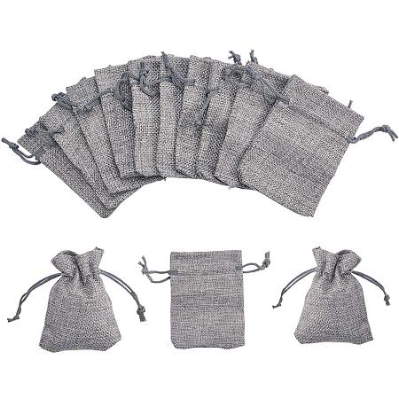 ARRICRAFT 10PCS Burlap Packing Pouches Drawstring Bags 2.7x3.5'' Gift Bag Jute Storage Linen Jewelry Pouches Sacks for Wedding Party Shower Birthday Christmas Jewelry DIY Craft, Gray
