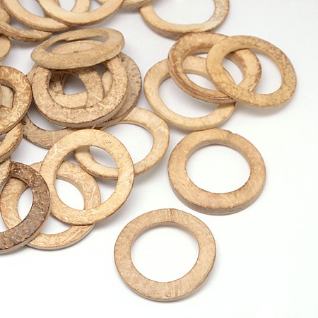 Honeyhandy Wood Jewelry Findings Coconut Linking Rings, BurlyWood, 38x2~5mm