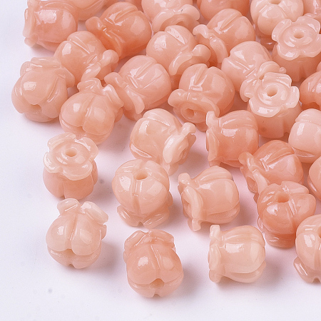 Honeyhandy Synthetic Coral Beads, Dyed, Imitation Jade, Tulip, Light Salmon, 8.5x8mm, Hole: 1.5mm