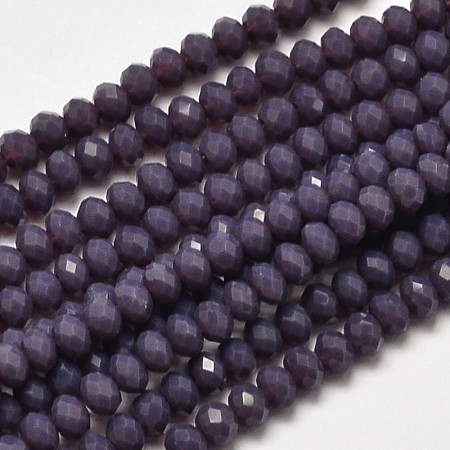 Honeyhandy Faceted Rondelle Glass Beads Strands, DarkSlate Blue, 3x2mm, Hole: 0.5mm, about 148pcs/strand, 14.9 inch