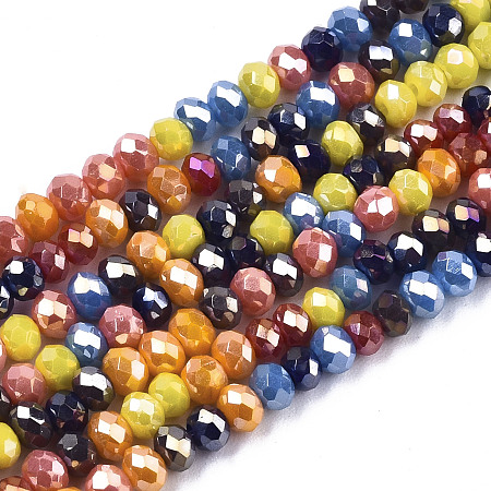 ARRICRAFT Electroplate Glass Beads Strands, AB Color Plated, Faceted, Rondelle, Mixed Color, 3x2.5mm, Hole: 0.7mm, about 188~190pcs/16.93 inches~17.71 inches(43~45cm)