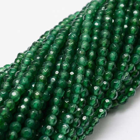 ARRICRAFT Dyed Natural White Jade Round Beads Strands, Faceted, Green, 4mm, Hole: 1mm; about 92pcs/strand, 15.3 inches