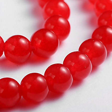 Honeyhandy Natural Malaysia Jade Bead Strands, Round Dyed Beads, Red, 8mm, Hole: 1mm, about 48pcs/strand, 15 inch