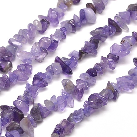 Honeyhandy Natural Amethyst Chip Bead Strands, Dyed, 5~8x5~8mm, Hole: 1mm, about 31.5 inch