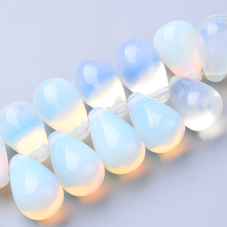 Honeyhandy Opalite Beads Strands, Top Drilled Beads, Teardrop, 16x10mm, Hole: 1mm, about 30pcs/strand, 6.3 inch