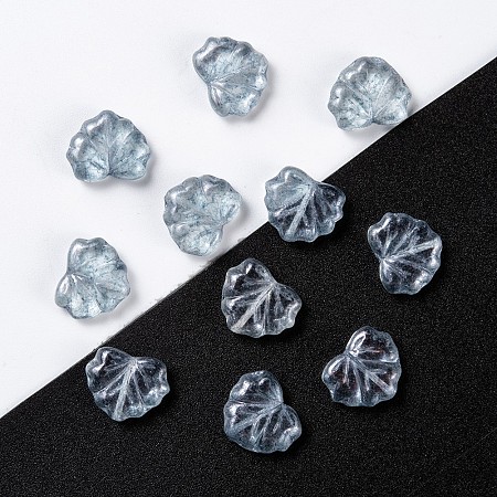 Arricraft Czech Glass Beads, Maple Leaf, Light Steel Blue, 10.5x13x4mm, Hole: 0.8mm, about 11pcs/10g