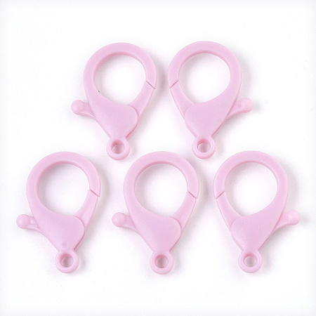 Honeyhandy Plastic Lobster Claw Clasps, Pink, 35x24.5x6mm, Hole: 3mm