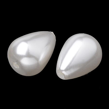 Honeyhandy Eco-Friendly Plastic Imitation Pearl Beads Strands, High Luster, Grade A, teardrop, White, 12.5~13x8mm, Hole: 1.5mm, about 90pcs/strand, 46 inch